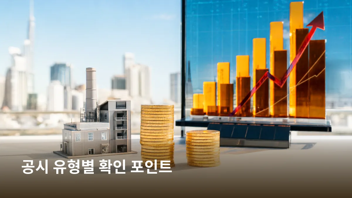 자금조달·자산취득·실적이라는 유형별 핵심을 금화·공장 모형·막대 차트로 구분해 왜 먼저 볼 숫자가 다른지 보여준다.