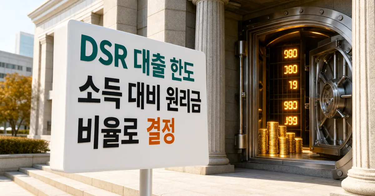 은행과 원리금 더미로 소득 대비 비율로 한도가 정해지는 주제를 한눈에 보여준다