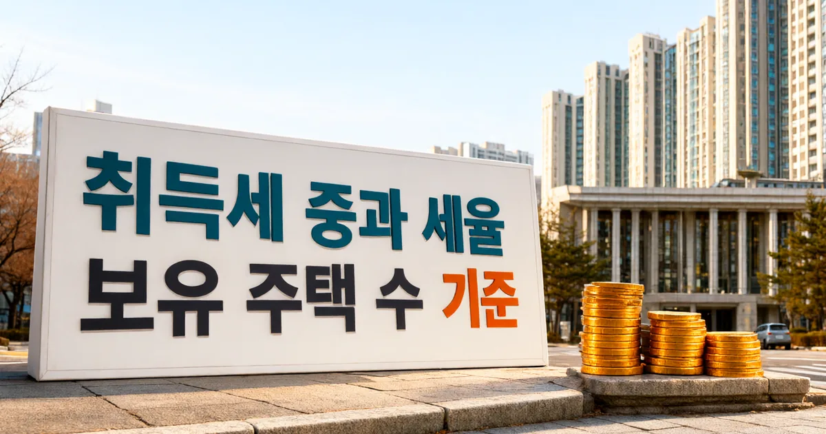 주택 수와 가격, 공공 건물을 한 장면에 넣어 집값만이 아니라 여러 조건이 세율을 정한다는 글임을 보여 준다.